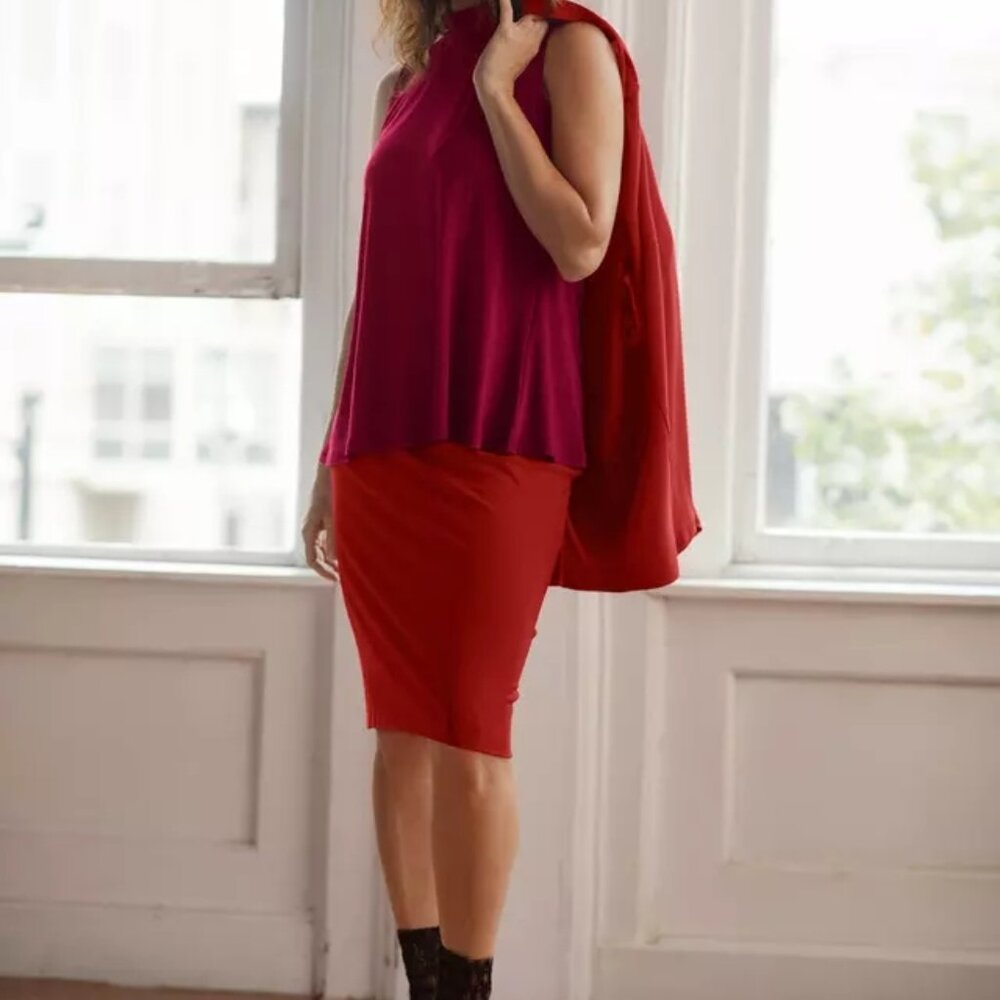 Sympli Tube Skirt-Red-Size 6